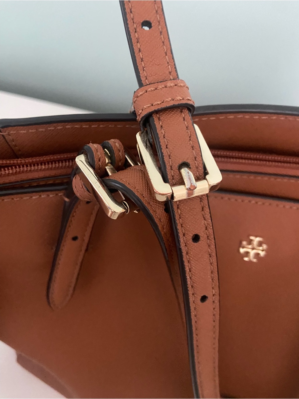 Tory Burch Saffiano Leather Small Buckle Tote - Picture 6 of 13